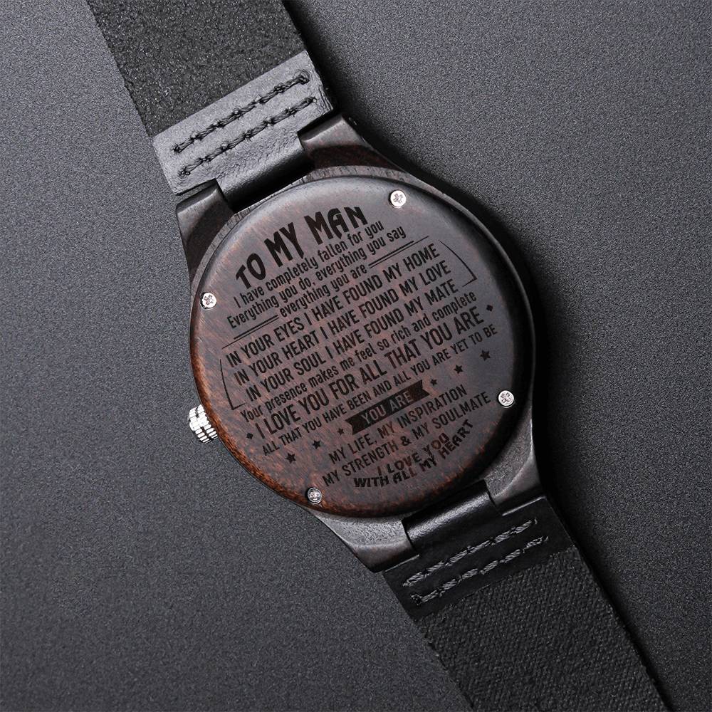 For Man To My Man Watch Engraved Wooden Wood Watch For Anniversary Wedding Birthday Graduation G Engraved Wooden Watch