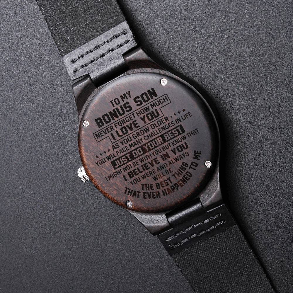 To My Bonus Son Wood Watch For Bonus Son Step Son Birthday Gift Christmas Gift Engraved Wooden Watch