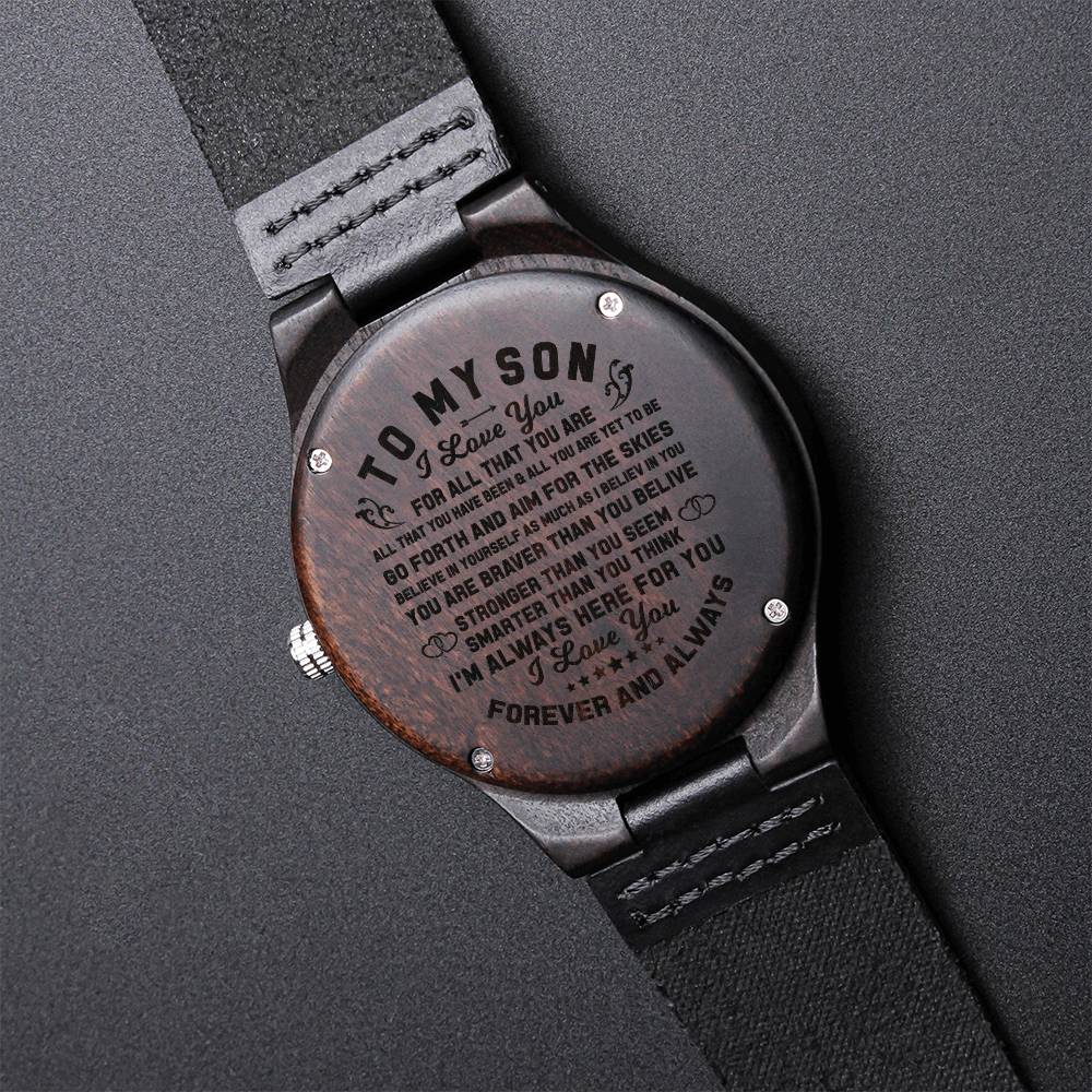 To My Son - Aim For The Skies Engraved Stainless Steel Watch Right Gifts Custom Birthday Graduation Gift For My Son Fr Engraved Wooden Watch