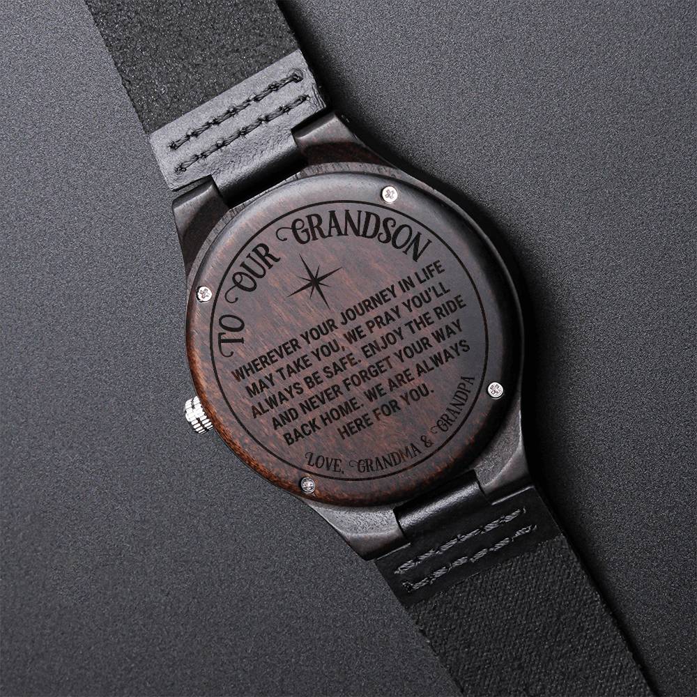 Grandson Gifts From Grandad Grandma To Our Grandson Grandson Graduation Inspirational Gifts For Grandson Engraved Wood Engraved Wooden Watch