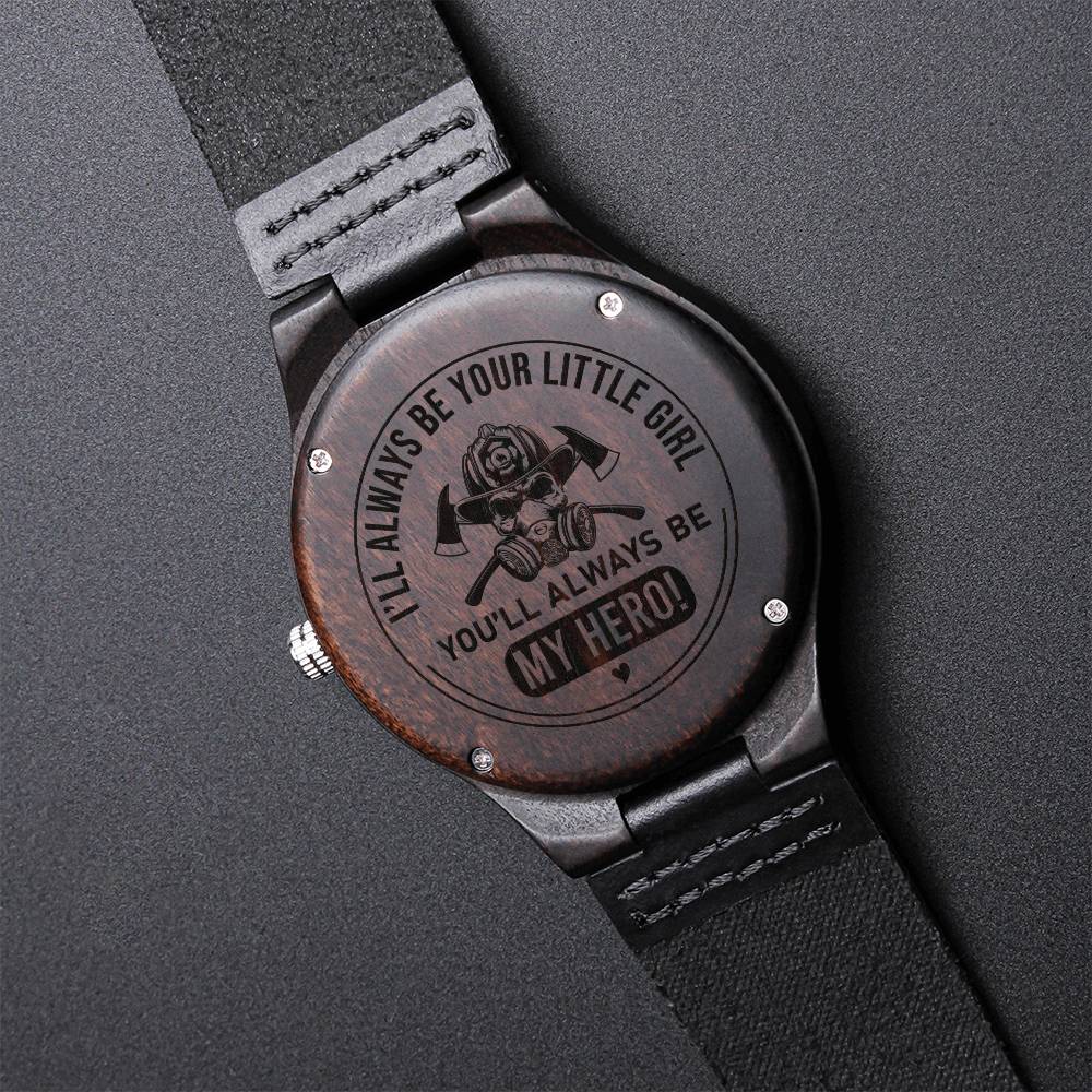 To My Firefighter Dad - My Hero - Gift For Dad On Father's Day Father's Day Gift For Dad Dad Watch Thank You Dad Uniqu Engraved Wooden Watch