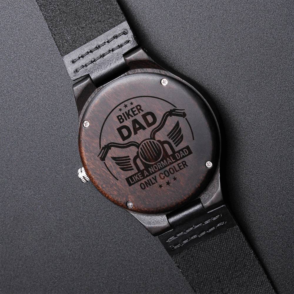 I Am A Biker Dad Wooden Watch - Motorcycle Dad - Cool Biker Dad - Vintage Motorcycle - Gift Dad - Biker Watch - Daddy Engraved Wooden Watch
