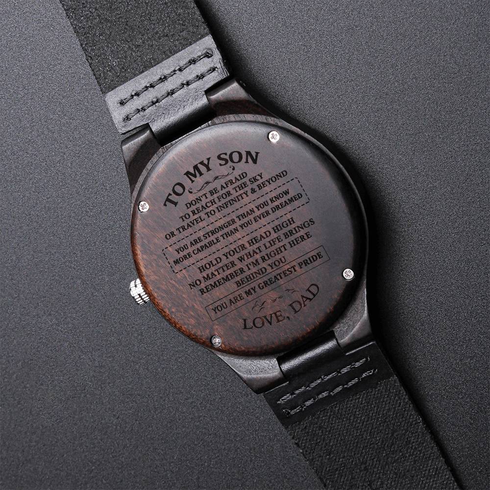 Gift For Son - Be Grateful Engraved Watch For Son Gift From Dad I 'M So Proud Of You Best Son Gift Ideas To My Son Fro Engraved Wooden Watch