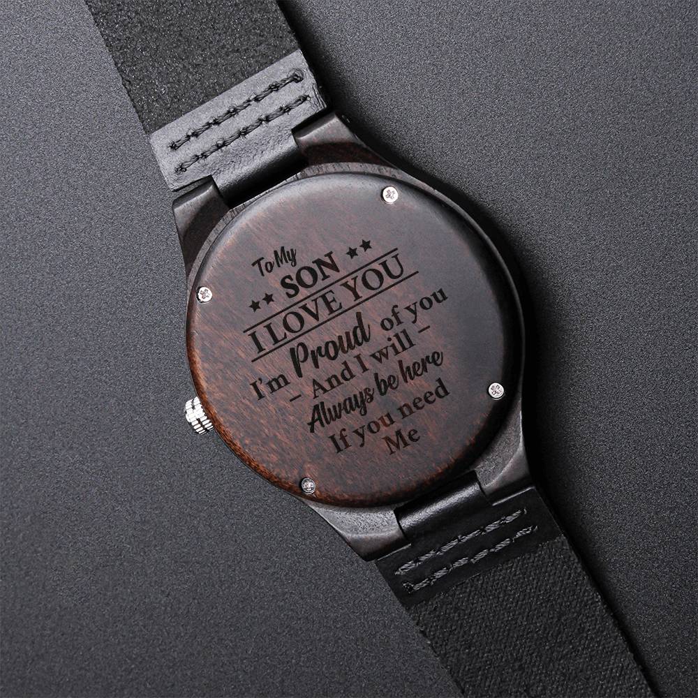 My Son Wooden Watch - I Love You I'm Proud Of You - Engraved Wooden Wood Watch Anniversary Birthday Graduate Gift Fo Engraved Wooden Watch