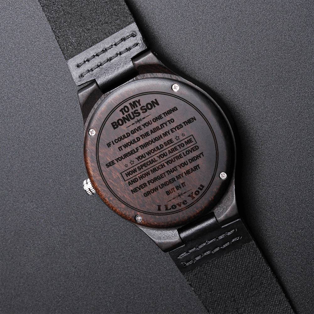 To My Bonus Son Personalized Watch For Bonus Son Birthday Gift For Stepson Bonus Son Watch From Engraved Wooden Watch