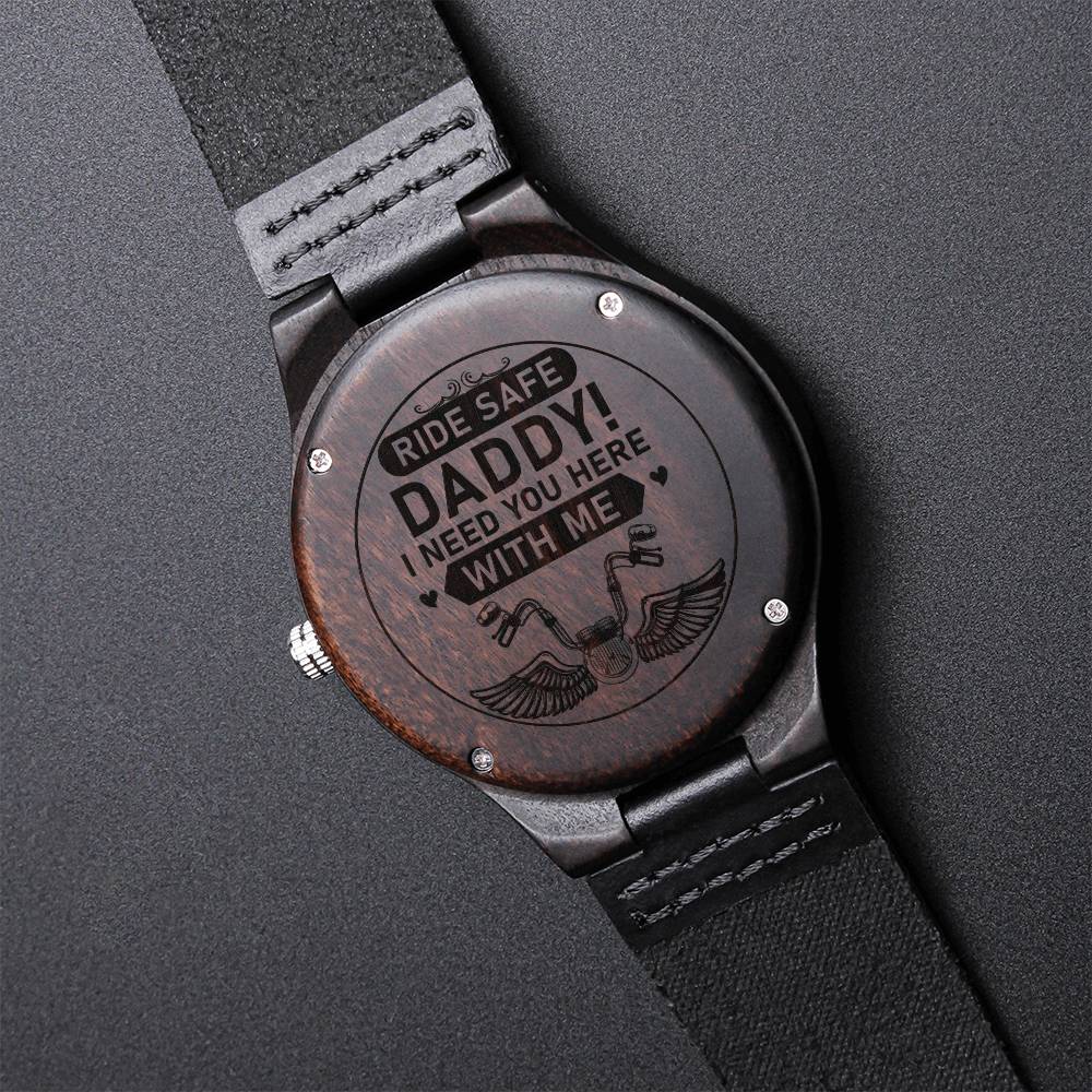 Ride Safe Daddy Best Gift Ideas For Motorcycle Dad Fathers Day Biker Daddy Biker Dad Gift From Daughter Father's Day G Engraved Wooden Watch