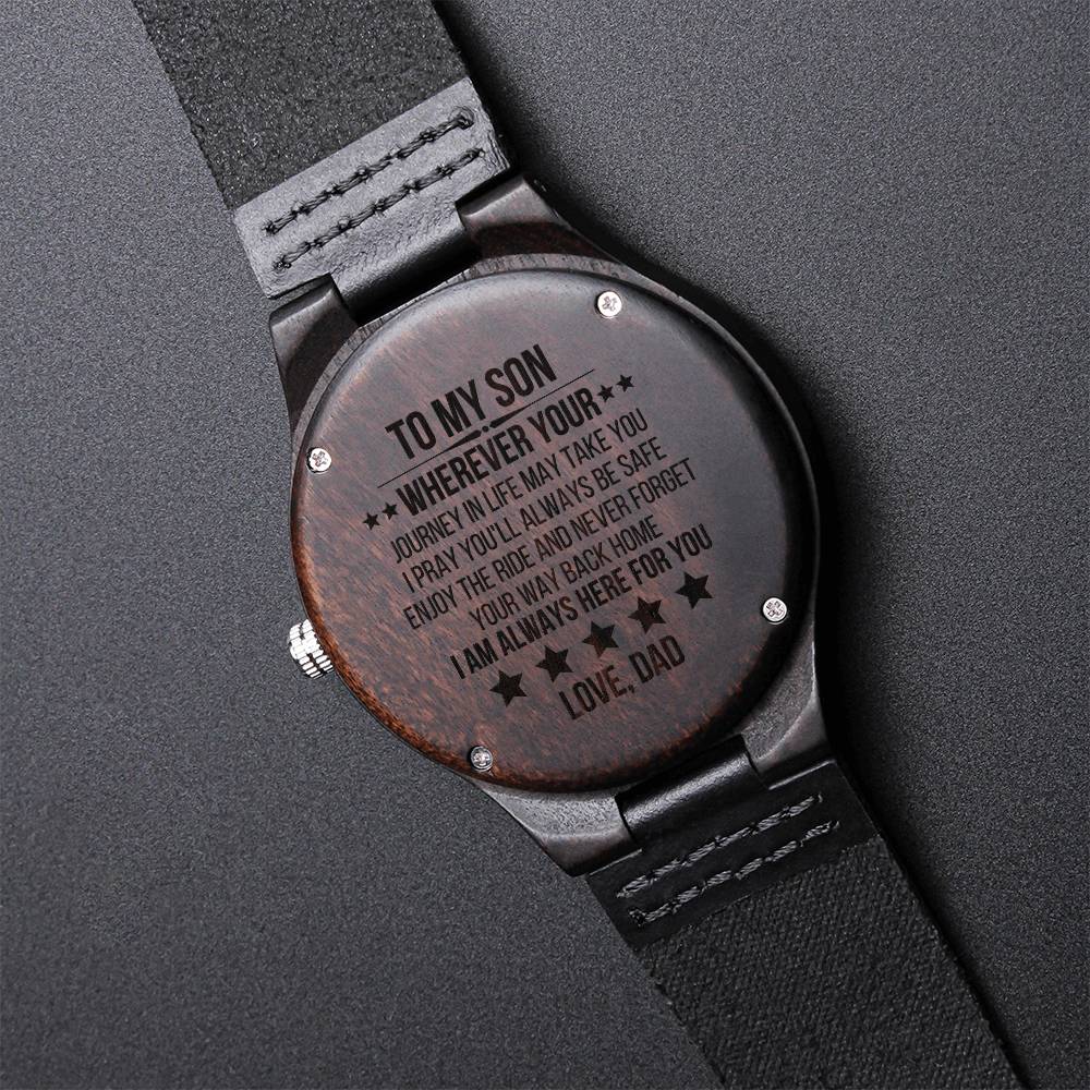 To My Son Watch Gift From Dad - I Love Daddy - Birthday Gift For Son - Engraved Watch For Son - Watch For Son Annivers Engraved Wooden Watch