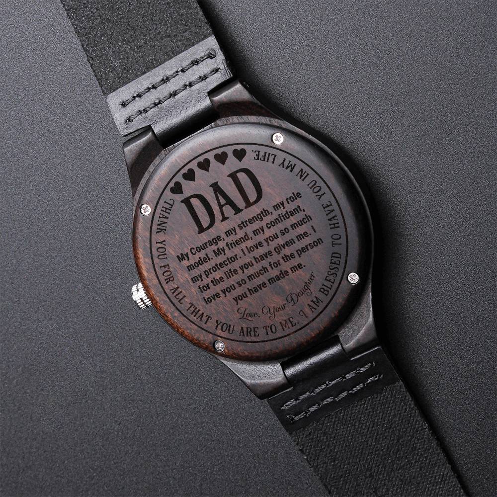 Fathers Day Gift Gift For Dad Unique Dad Gift Daughter To Dad Gift Daddy Watch Thank You Dad Meani Engraved Wooden Watch