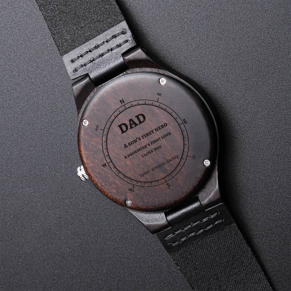 Cool Custom Hand Engraved Watch For Dad - Engraved Message Gift For Dad From Son & Daughter - Fathers Day Gift 2022 My Engraved Wooden Watch
