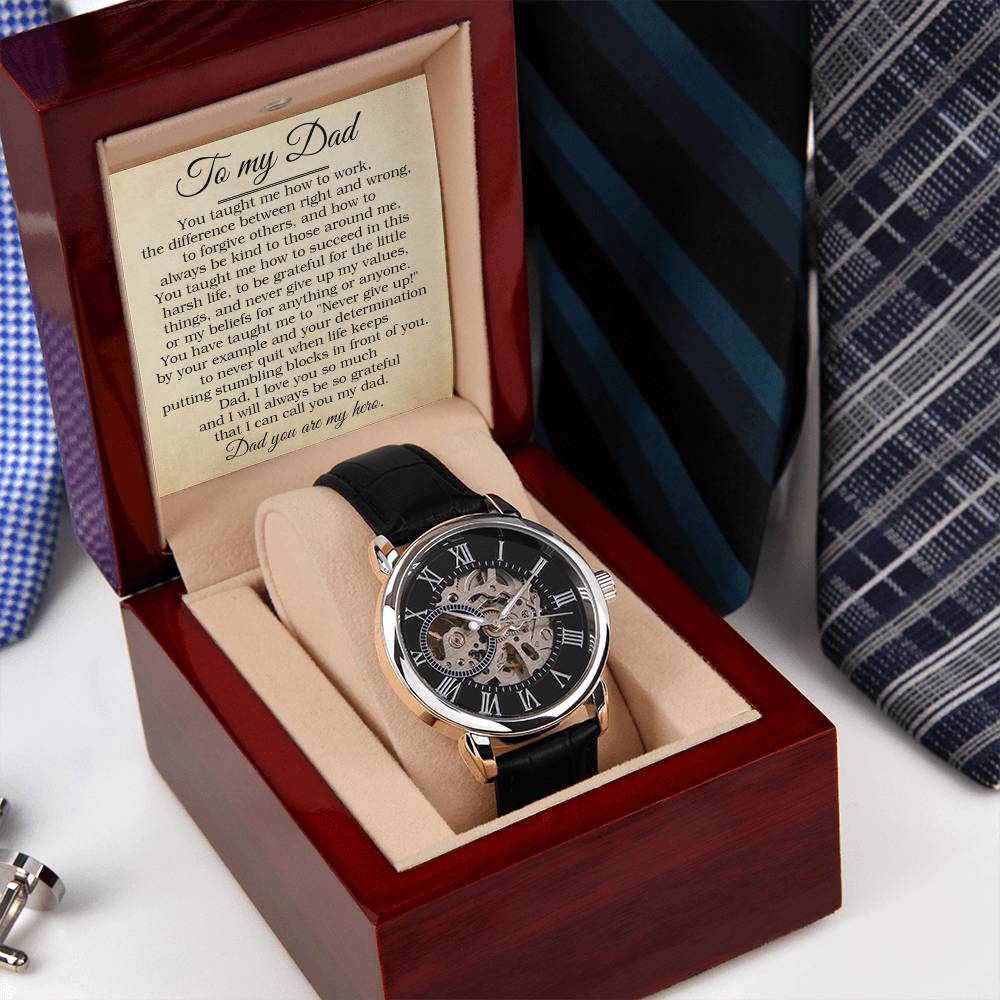 To My Dad Openwork Watch Birthday Gift For Dad Father's Day Gift Message Card Gift