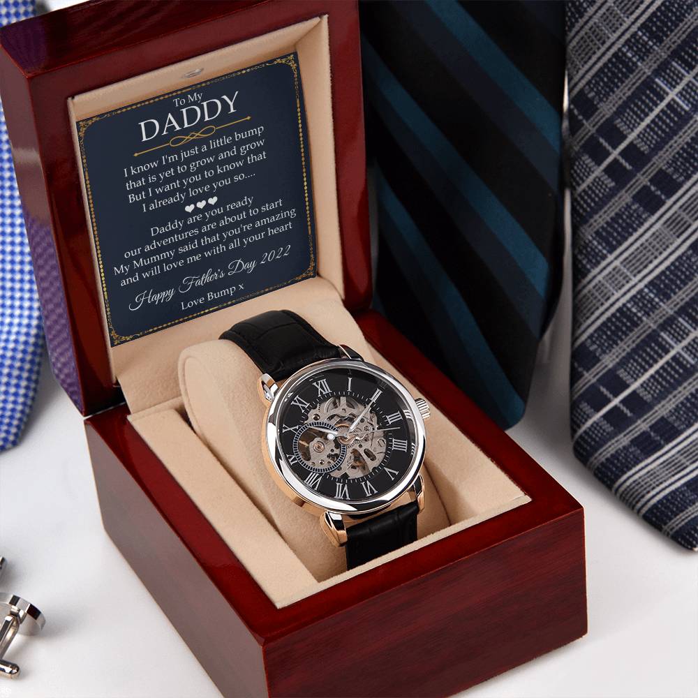Father's Day Openwork Watch For Daddy - I'm Just A Little Bump Ultrasound Scan Gift Pregnancy Announcement Gift From Bump