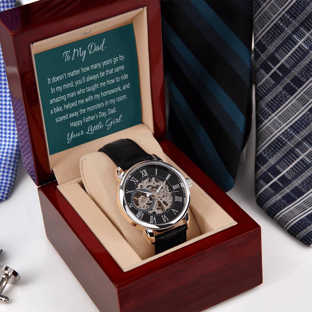 To My Dad Watch To Dad From Daughter Gift Openwork Watch With Message Card For Dad Father's Day Gift From Daughter