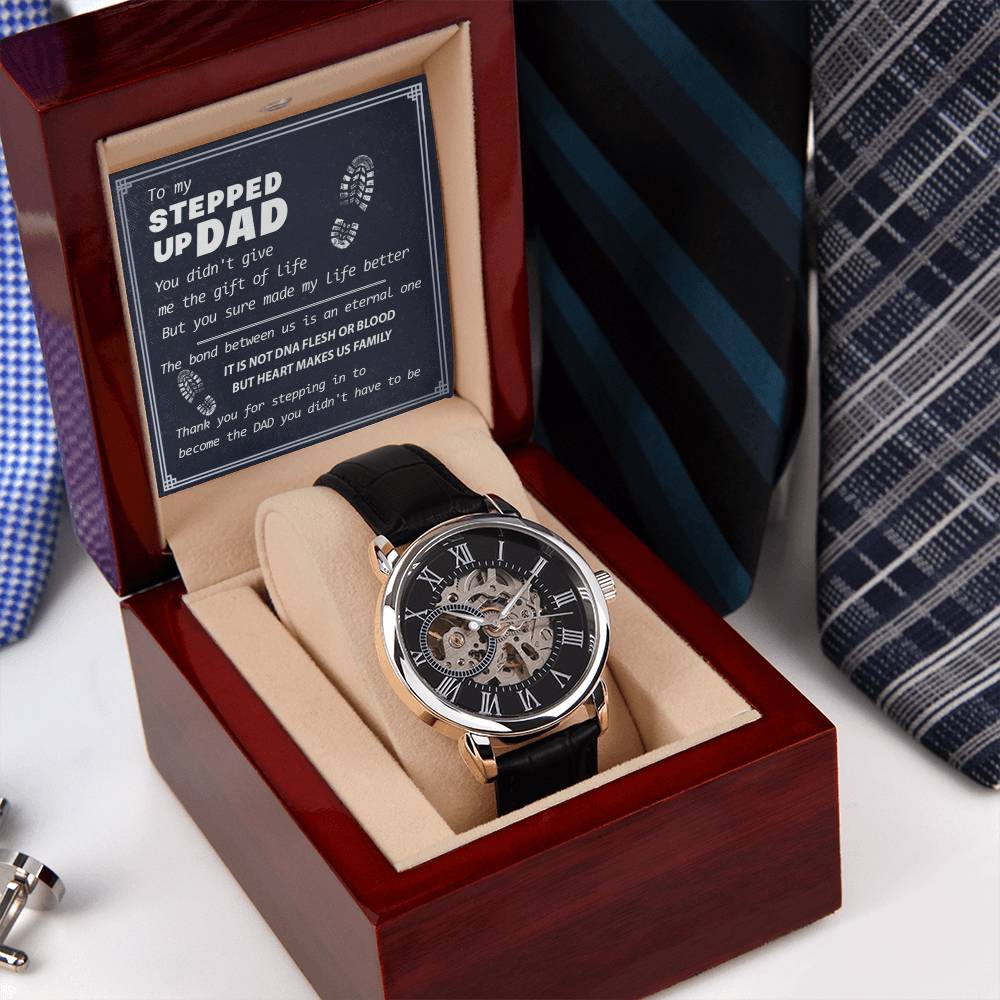 To My Stepped Up Dad Watch Watch For Step Dad Father's Day Gift Stepdad Birthday Openwork Watch