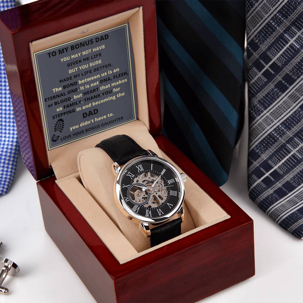 Men's Openwork Watch Gift To Bonus Dad From Daughter
