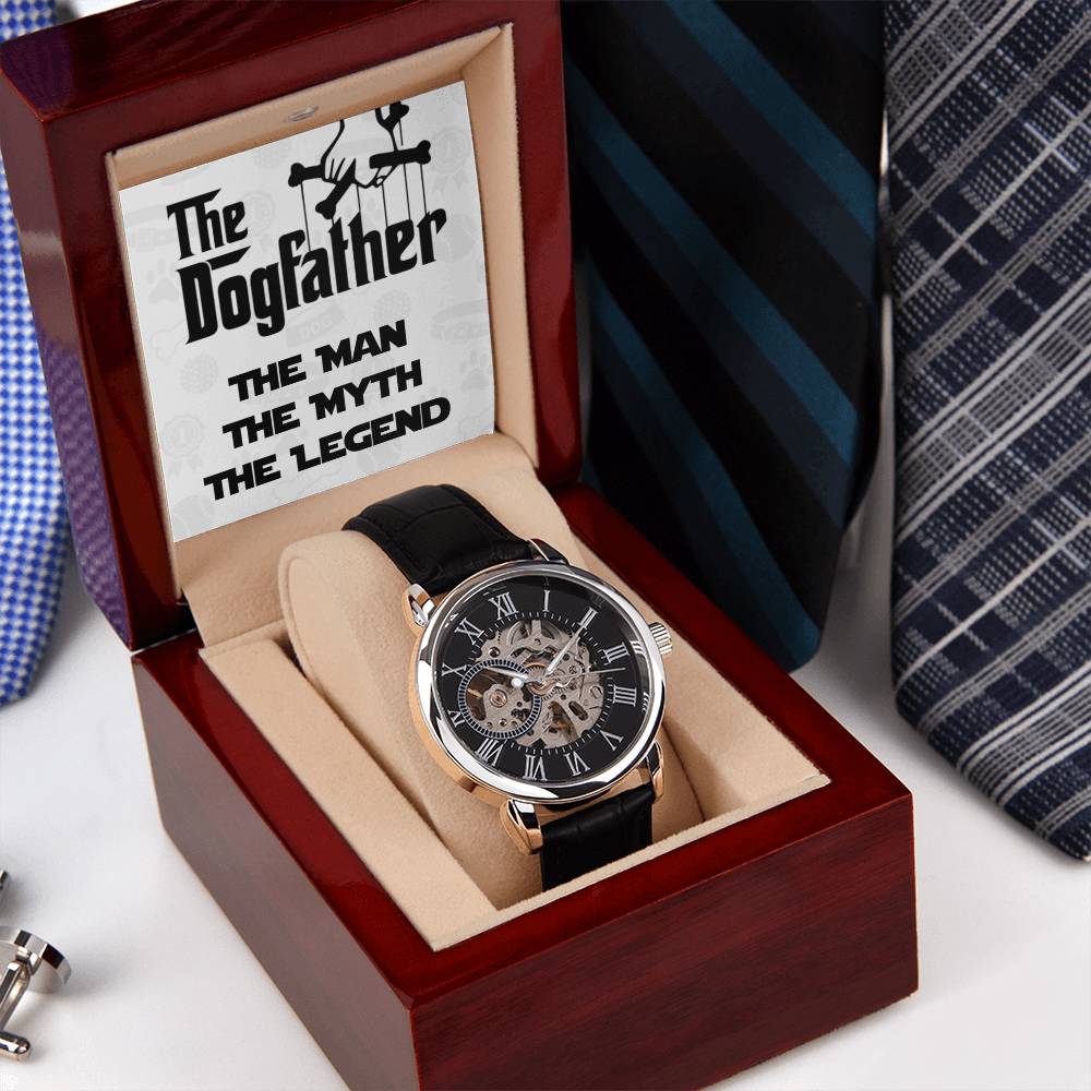 The Dogfather - Funny Cute Dog Father Dad Owner Pet Doggo Pup Mens Openwork Watch