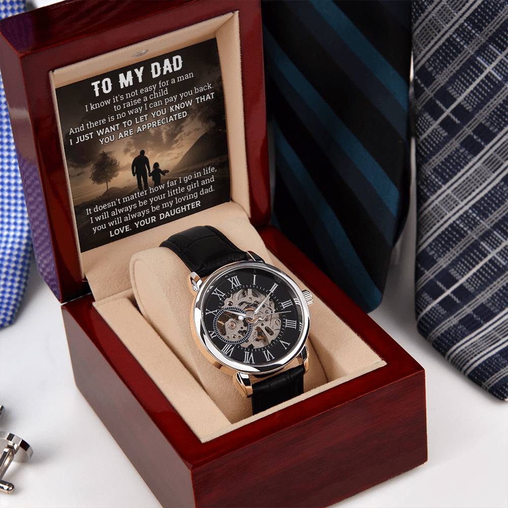 Gift For Dad From Daughter Raise A Child Men's Openwork Watch