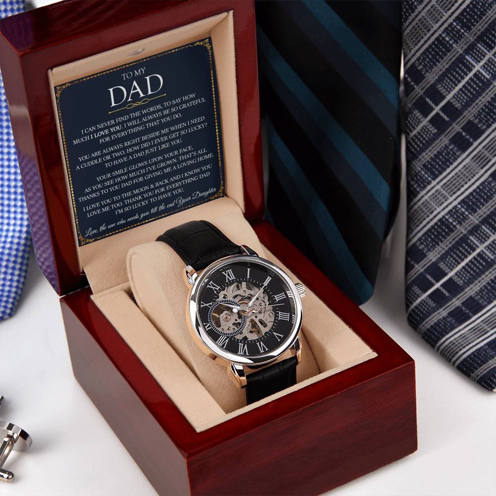 To My Dad Openwork Watch Fathers Day Gift Dad Birthday Gift Dad Gift From Daughter