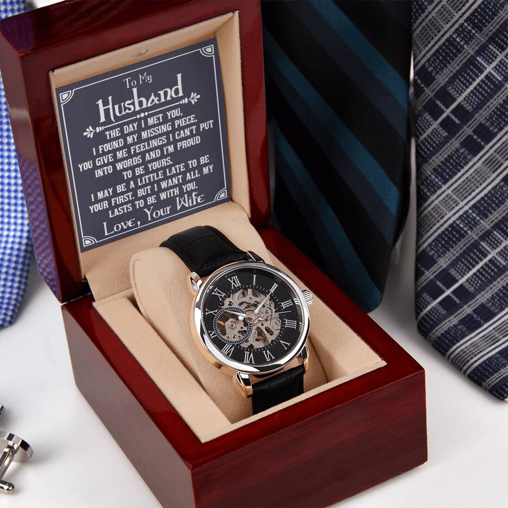To My Husband Men's Openwork Watch