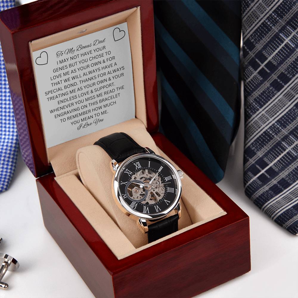 Bonus Dad Gift, Father's Day Gift For Bonus Dad, Stepdad Gift,Birthday Gift For Bonus Dad, To My Bonus Dad, Thank You Gift - Openwork Watches