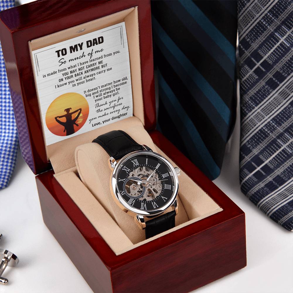 Gift For Dad From Daughter Made Old Big Men's Openwork Watch