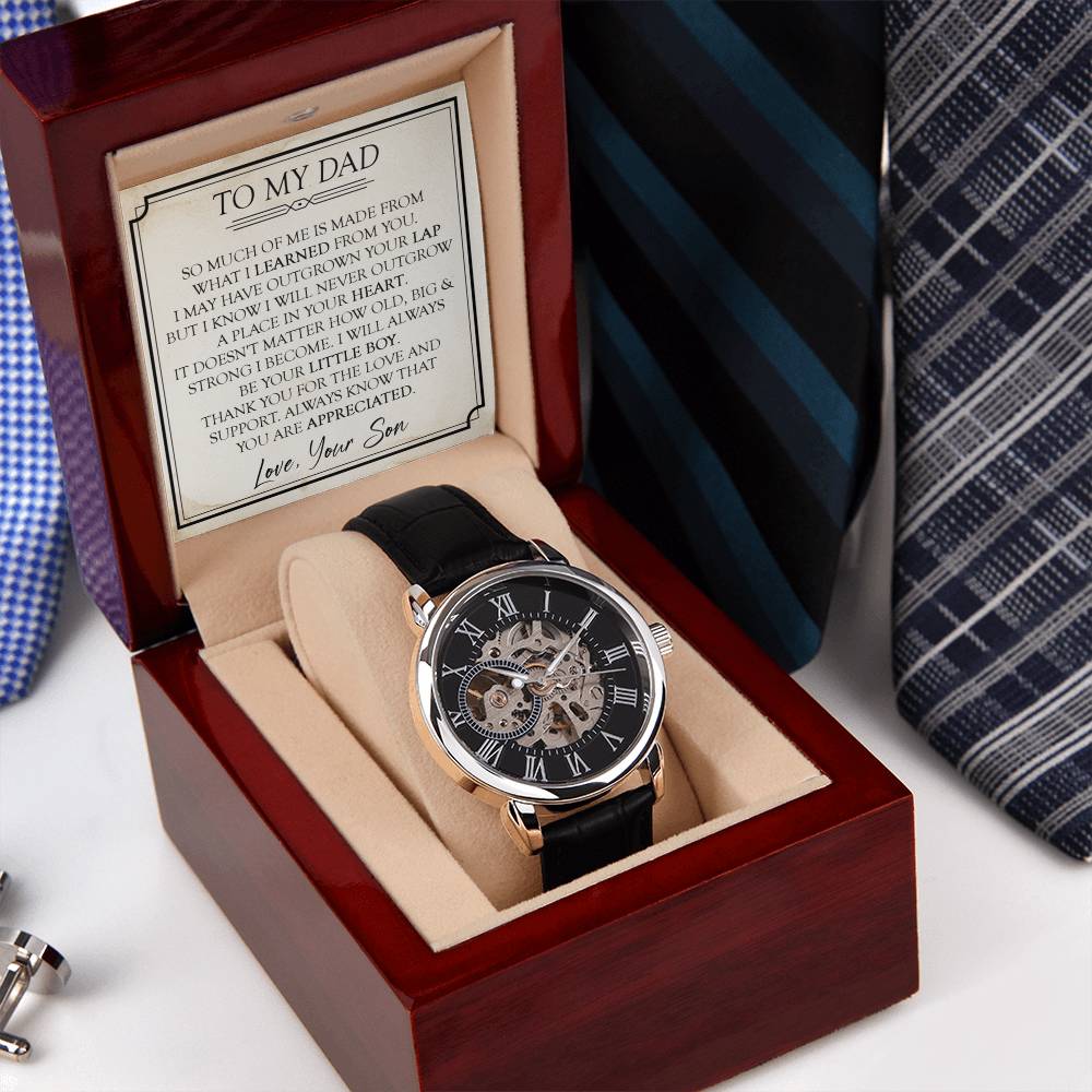 Fathers Day Gift For Dad To My Dad Openwork Watch Gift For Dad From Son Dad Birthday Gift