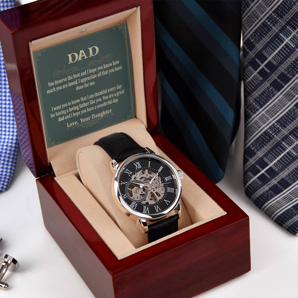 To My Dad Gift Watch Openwork Watch For Dad Watch For Men Father's Day Gift Watch Dad Birthday Gift To Dad From Daughter