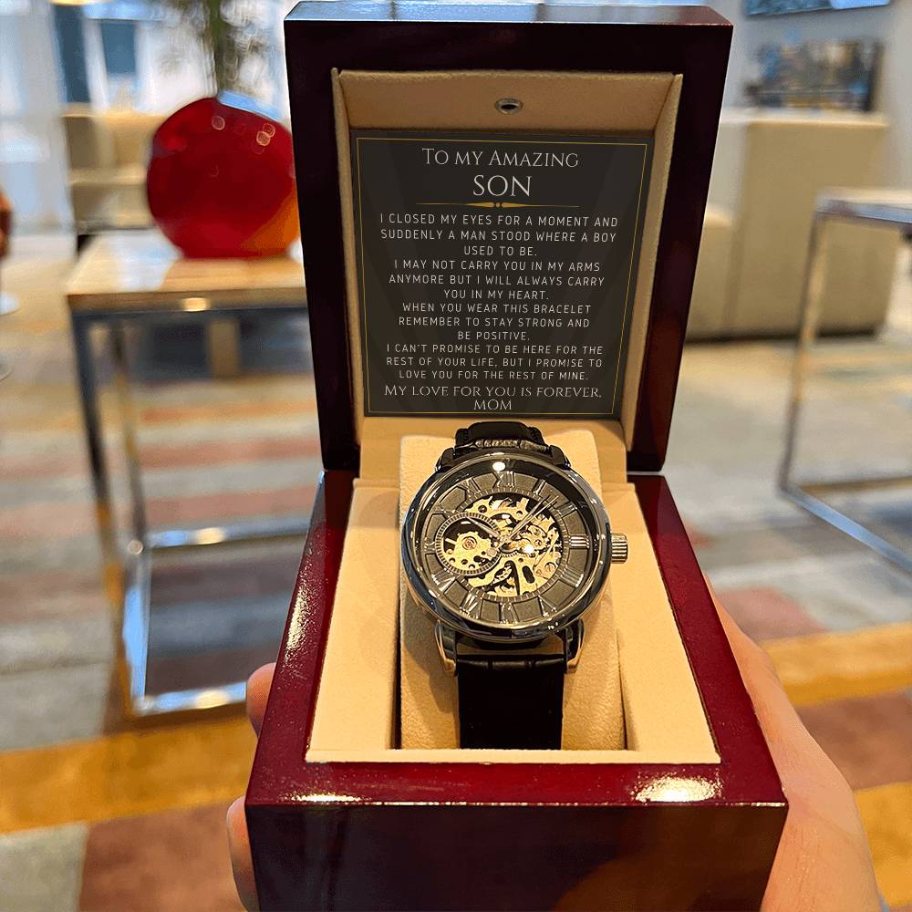 Openwork Watches For Your Son From Mom - Gift For Birthday, Christmas, Graduation, Confirmation