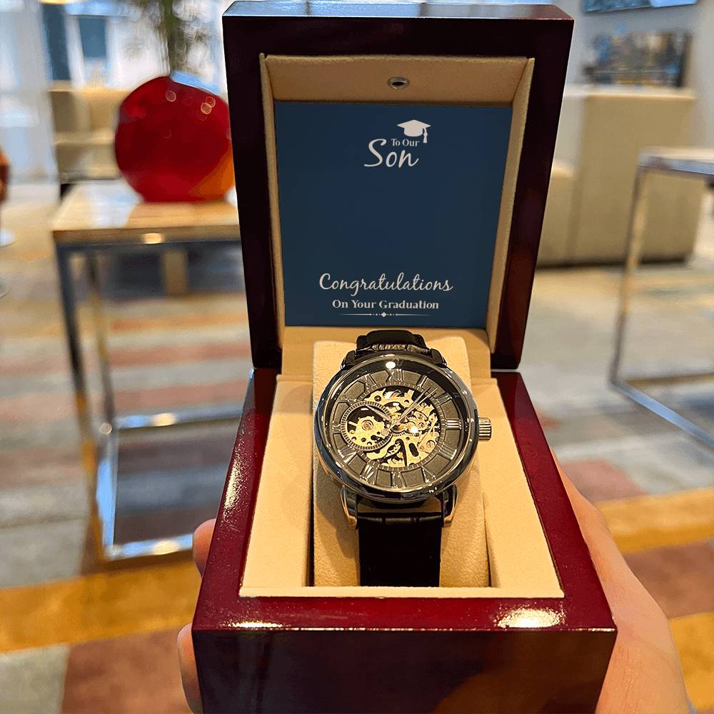 To Our Son Graduation Gift From Parents Men's Openwork Watch Gift For Graduate