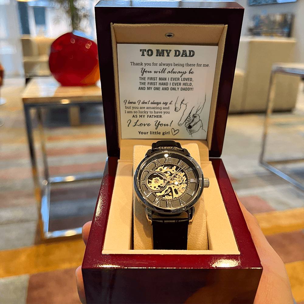 Gift For Dad From Daughter First Hand Men's Openwork Watch
