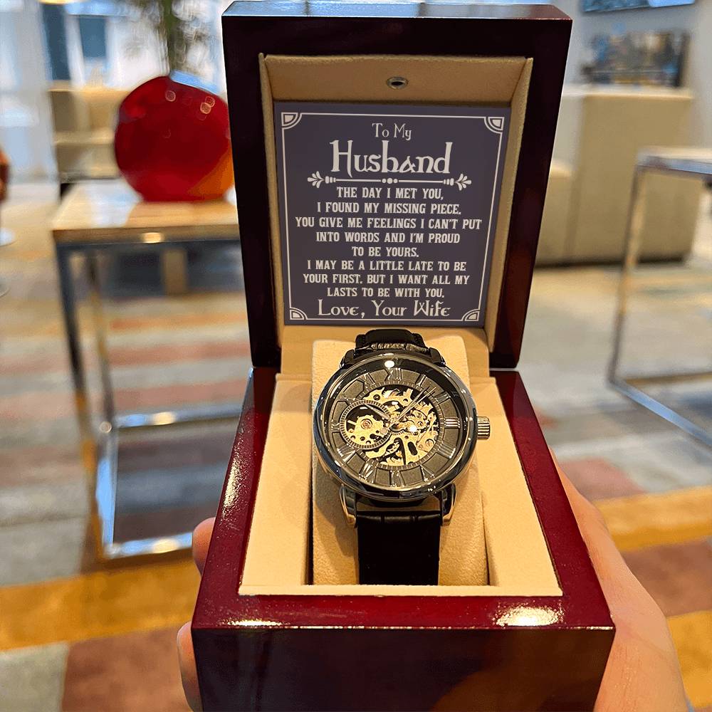 To My Husband Men's Openwork Watch
