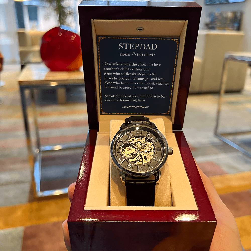 To My Step Dad Watch Gift For Stepdad Step Dad Gift - Bonus Dad Gift Father's Day Step Dad Birthday Openwork Watch