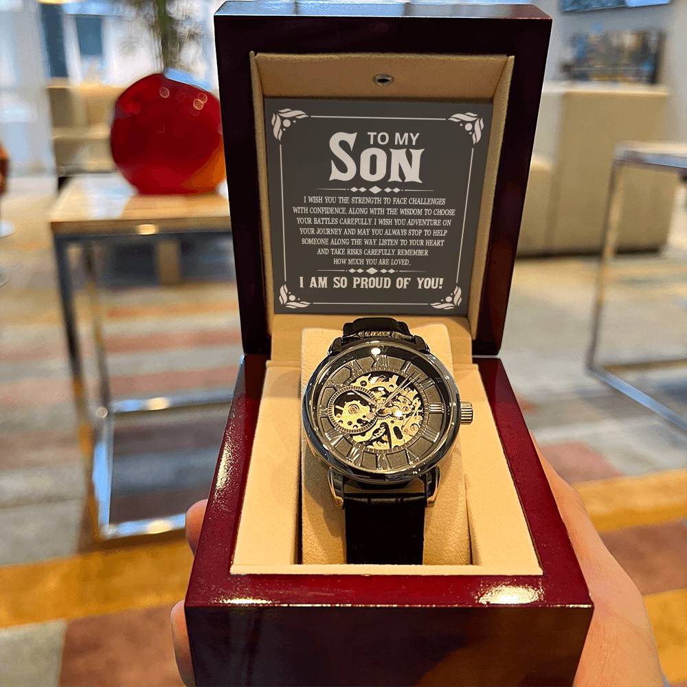 To My Son Graduation Gift For Son Gift For Son From Parents Gift From Mom & Dad Luxury Openwork Watch For Son Graduation