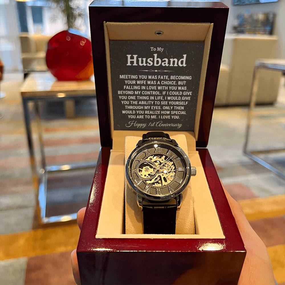 To My Husband 1 Year Anniversary Gift For Husband 1St Anniversary Gift For Husband Meaningful Gift For Husband Openwork Watch