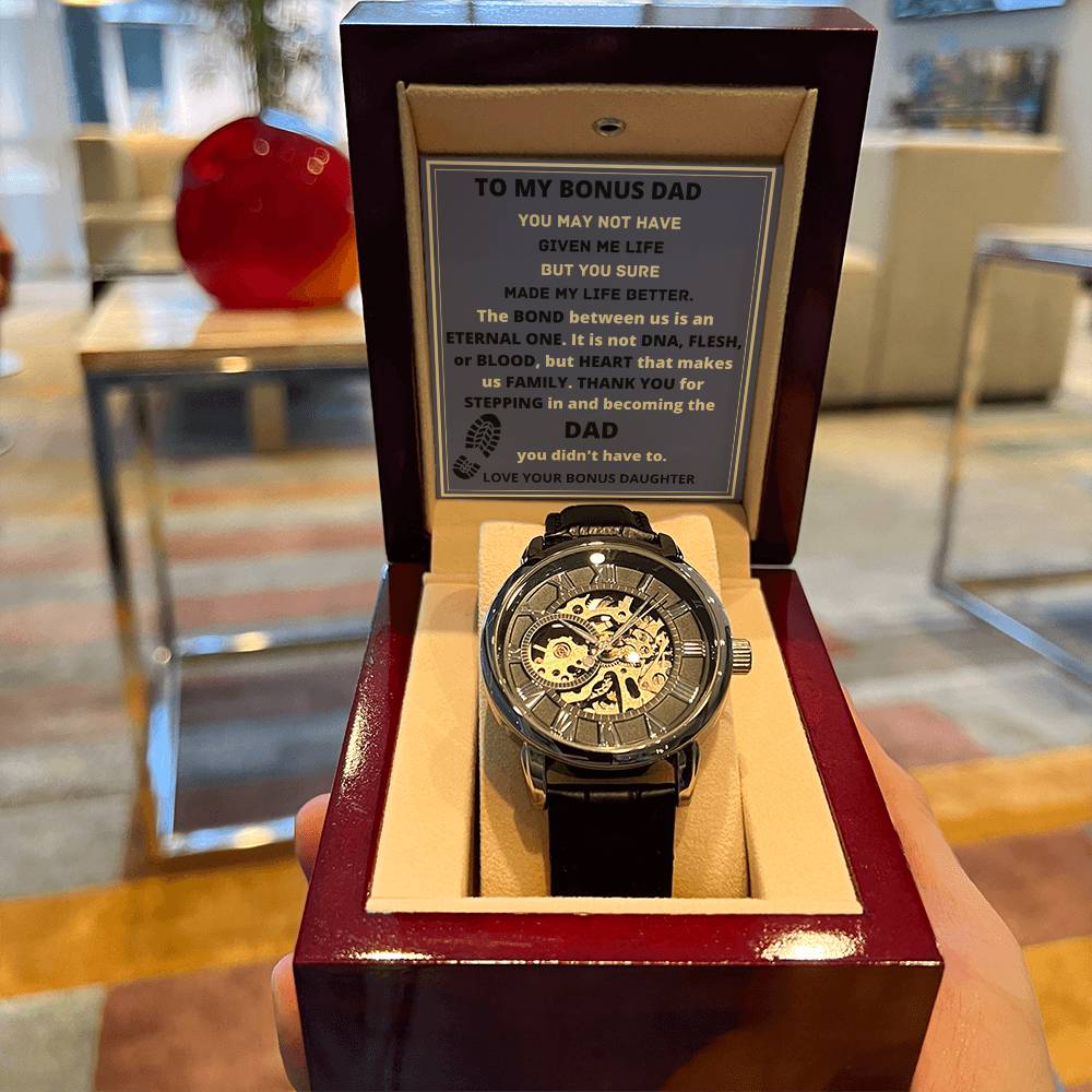 Men's Openwork Watch Gift To Bonus Dad From Daughter