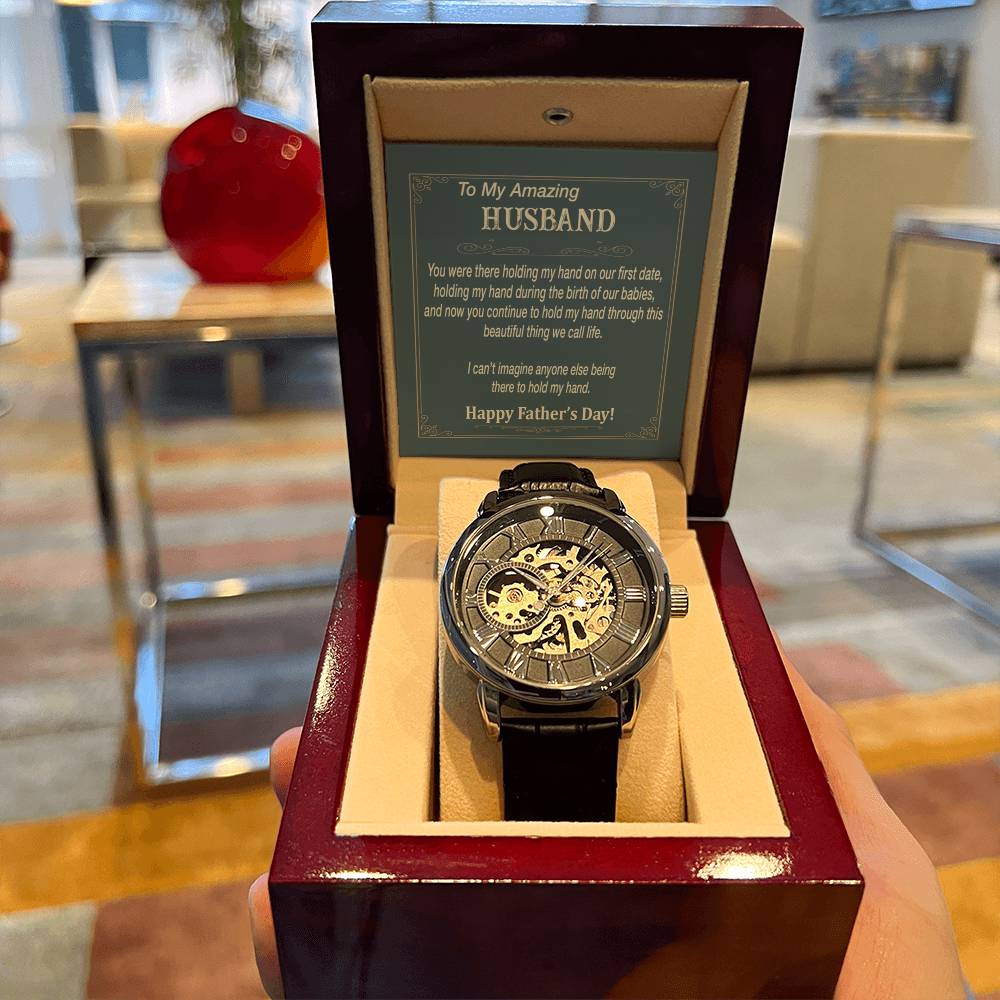 Men's Openwork Watch To My Amazing Husband Gift Watch Father's Day Gift From Wife Skeleton Watch For Him