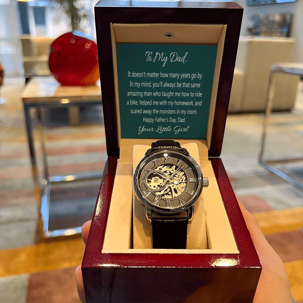 To My Dad Watch To Dad From Daughter Gift Openwork Watch With Message Card For Dad Father's Day Gift From Daughter