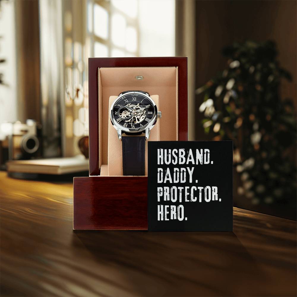 Husband. Daddy. Protector. Hero. Openwork Watch