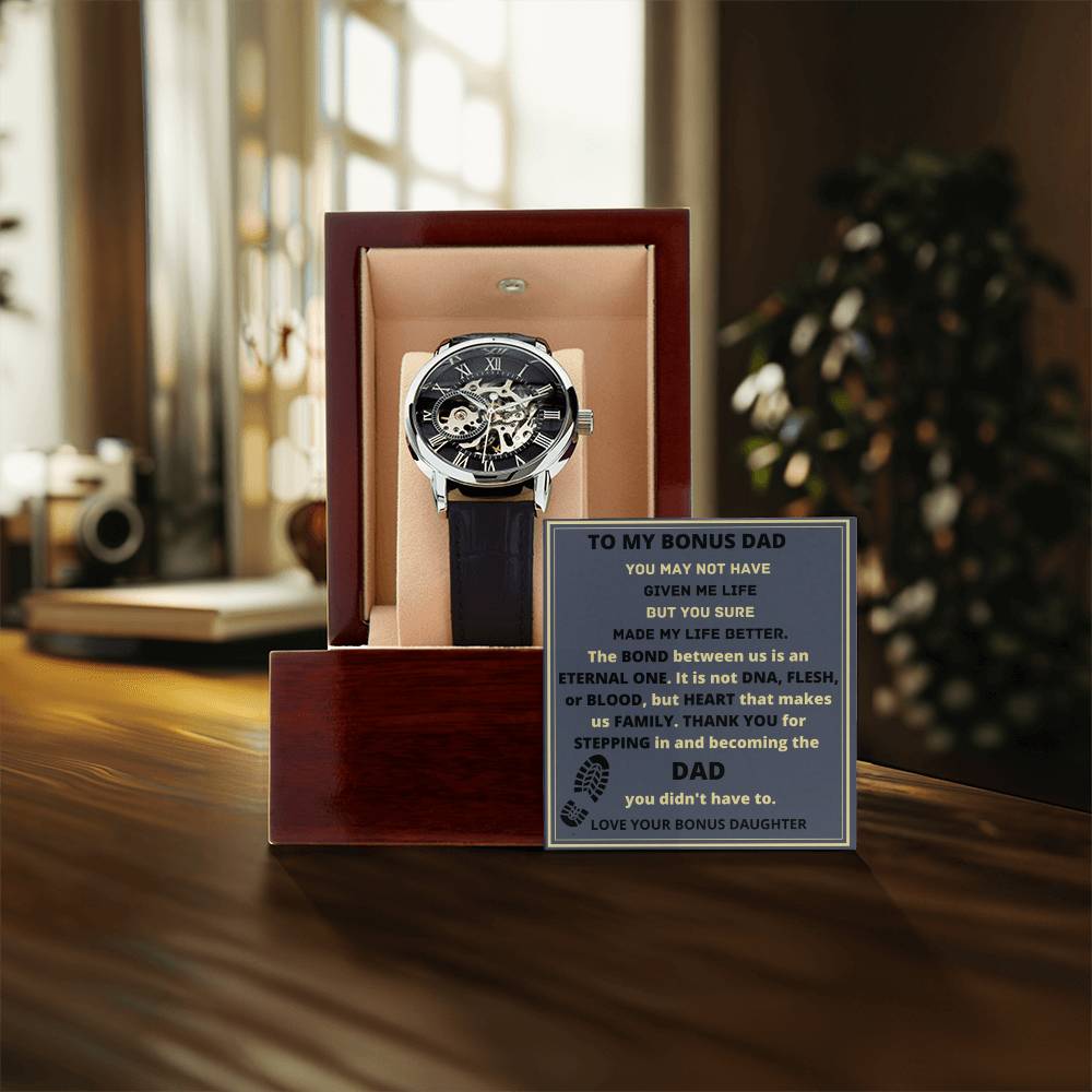 Men's Openwork Watch Gift To Bonus Dad From Daughter