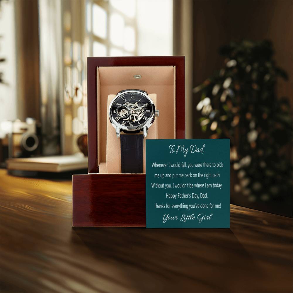 To My Dad Gift Watch With Message Card Openwork Watch For Dad Father's Day Gift From Daughter Dad Birthday Gift Watch