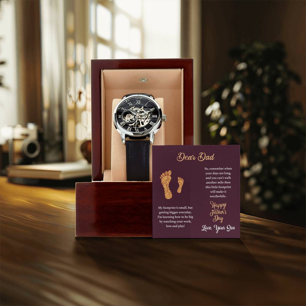 To My Dad Watch Happy Father's Day Gift From Son Wrist Watch For Men Openwork Watch With Message Card For Dad To Dad From Son Gift