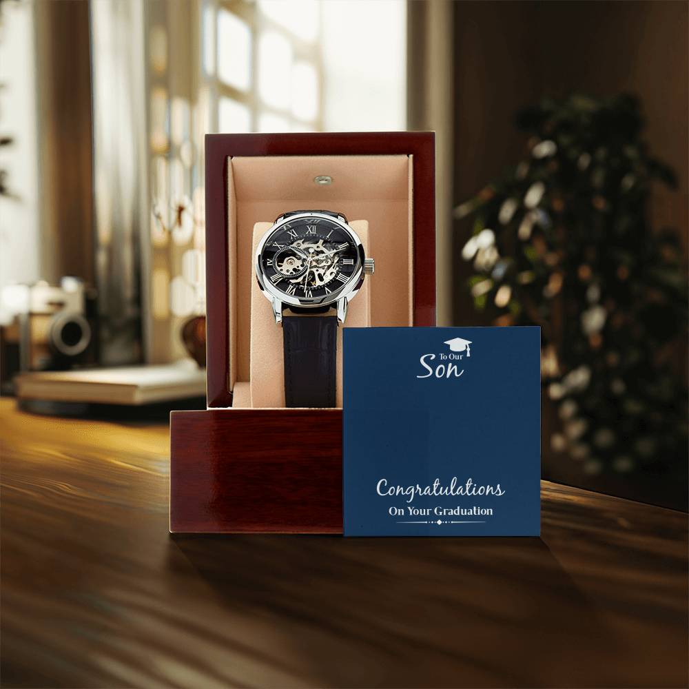 To Our Son Graduation Gift From Parents Men's Openwork Watch Gift For Graduate
