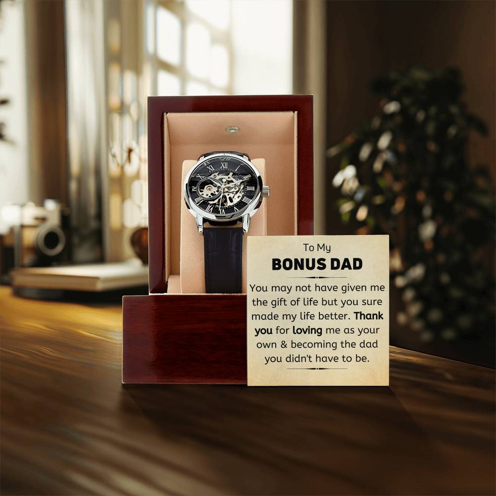 To My Bonus Dad - Thank You - Openwork Watch