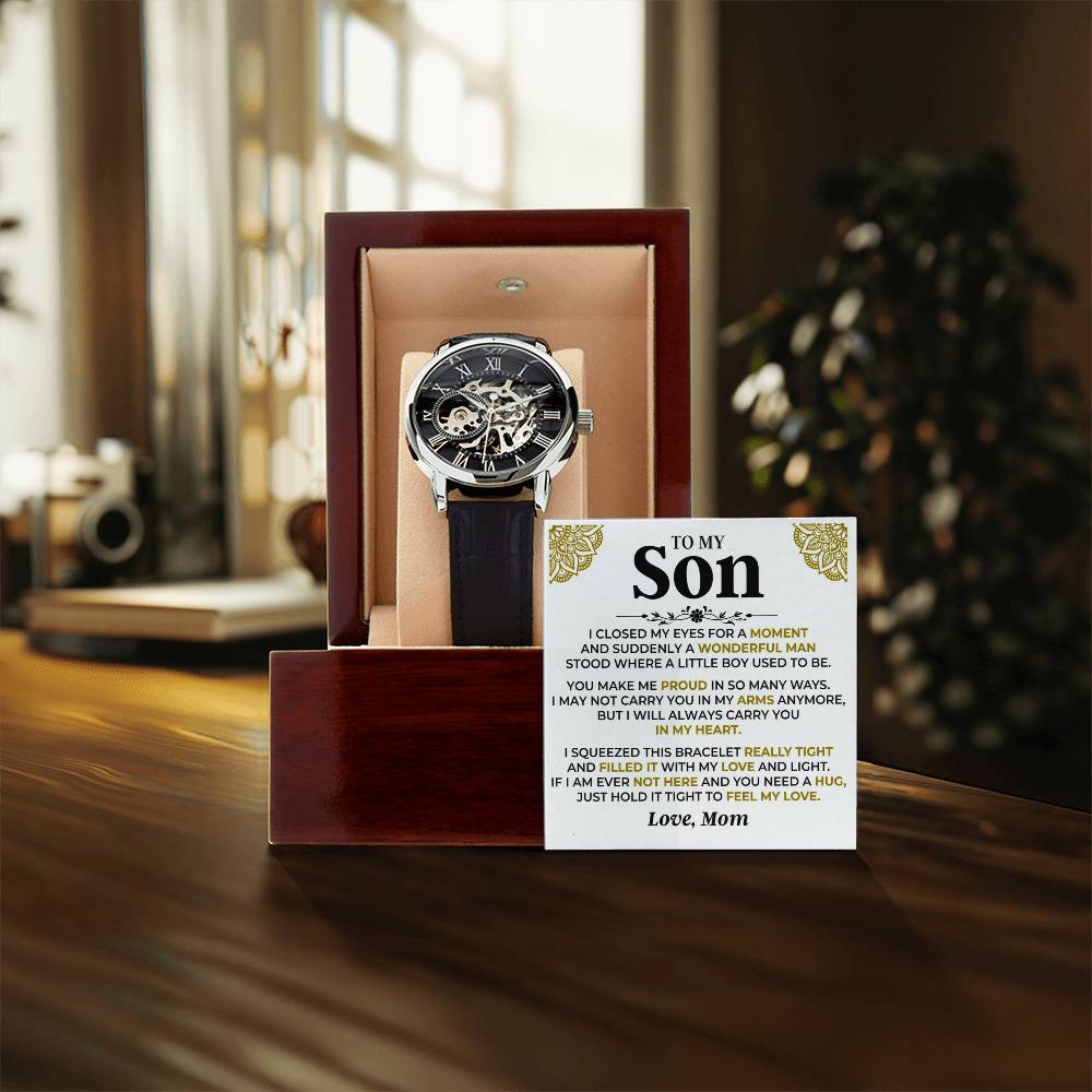 To My Son  Mom  Braided Openwork Watches Gift Set