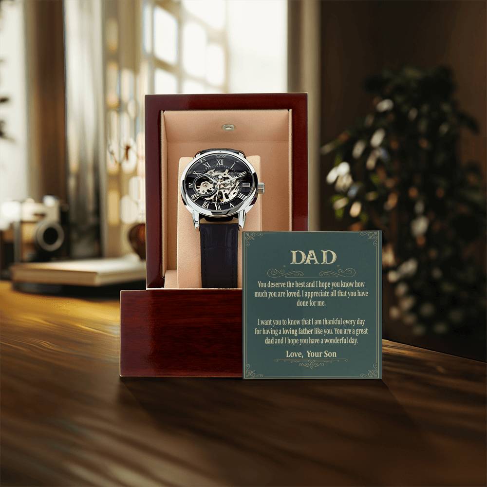 To My Dad Gift Watch Openwork Watch For Dad Watch For Men Father's Day Gift Watch Dad Birthday Gift To Dad From Son