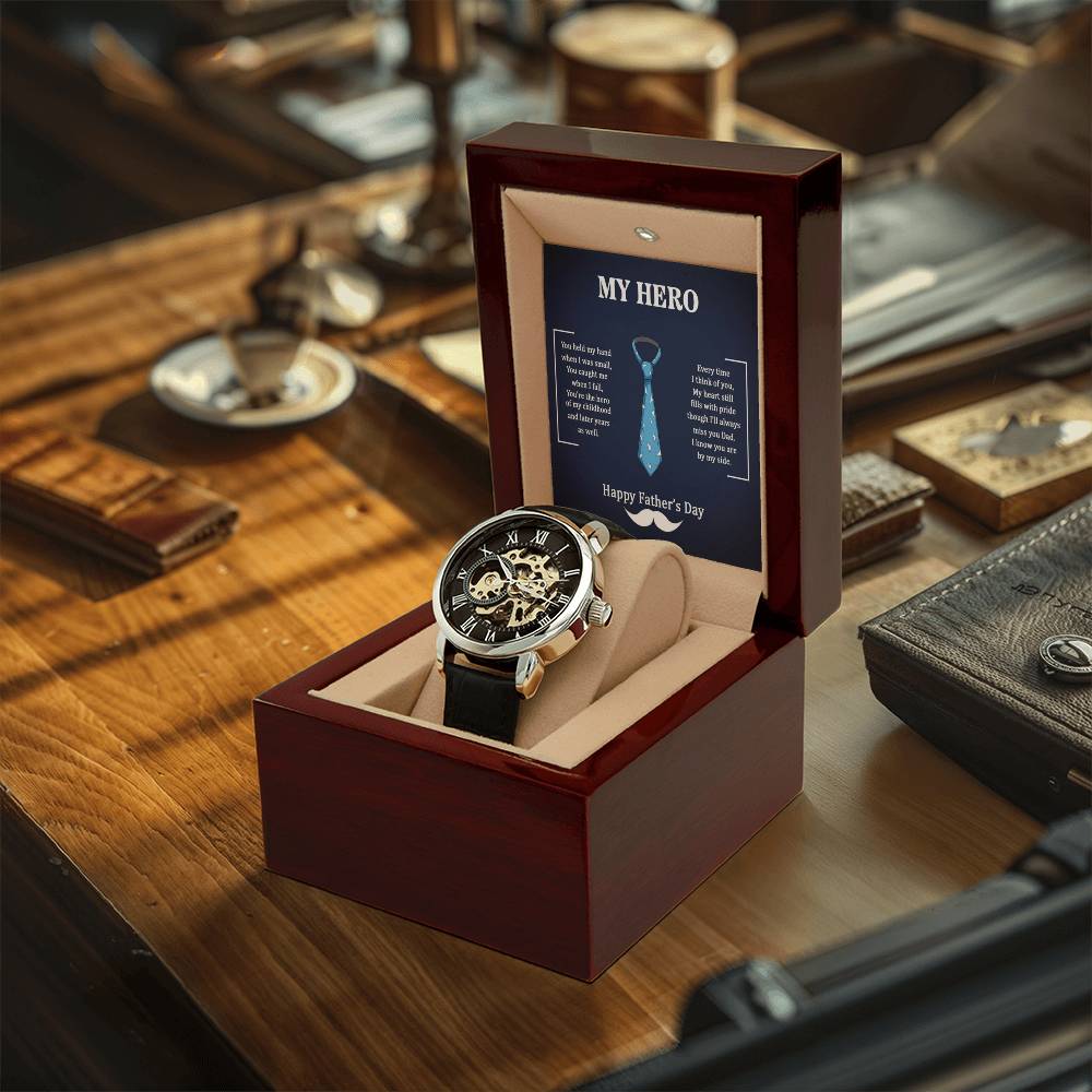 Dad My Hero - Father's Day Gift For Dad - Men's Openwork Watch