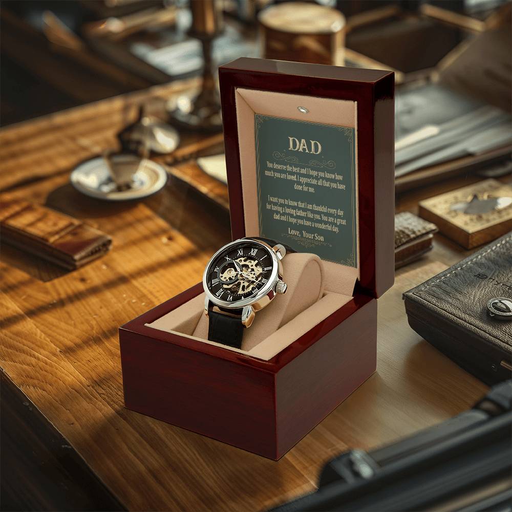 To My Dad Gift Watch Openwork Watch For Dad Watch For Men Father's Day Gift Watch Dad Birthday Gift To Dad From Son