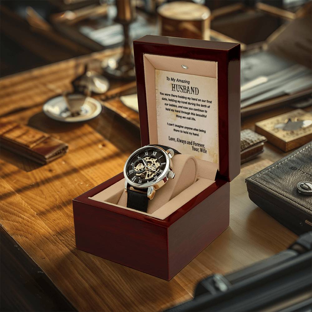 Men's Openwork Watch To My Amazing Husband Gift Watch With Message Card Skeleton Watch For Husband Father's Day Gift From Wife Husband Birthday