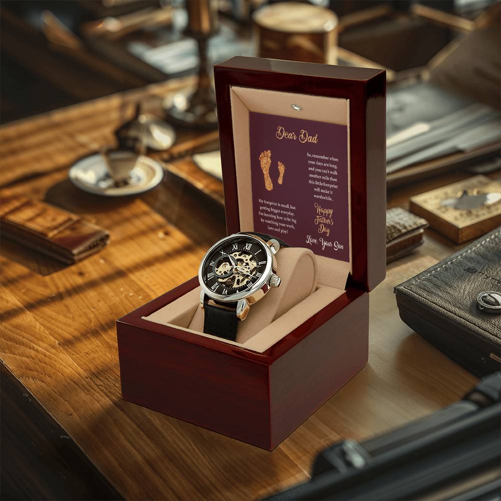To My Dad Watch Happy Father's Day Gift From Son Wrist Watch For Men Openwork Watch With Message Card For Dad To Dad From Son Gift