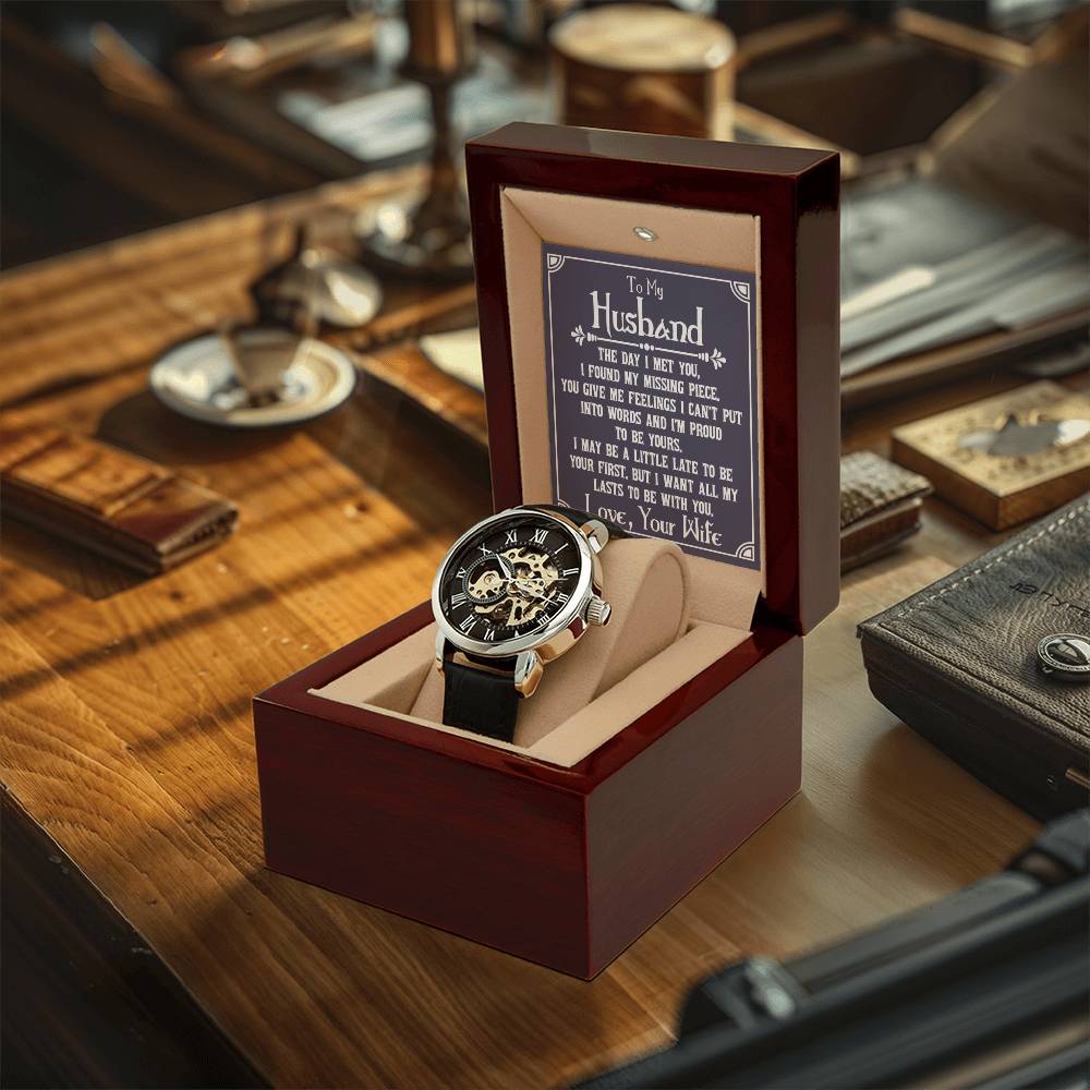 To My Husband Men's Openwork Watch