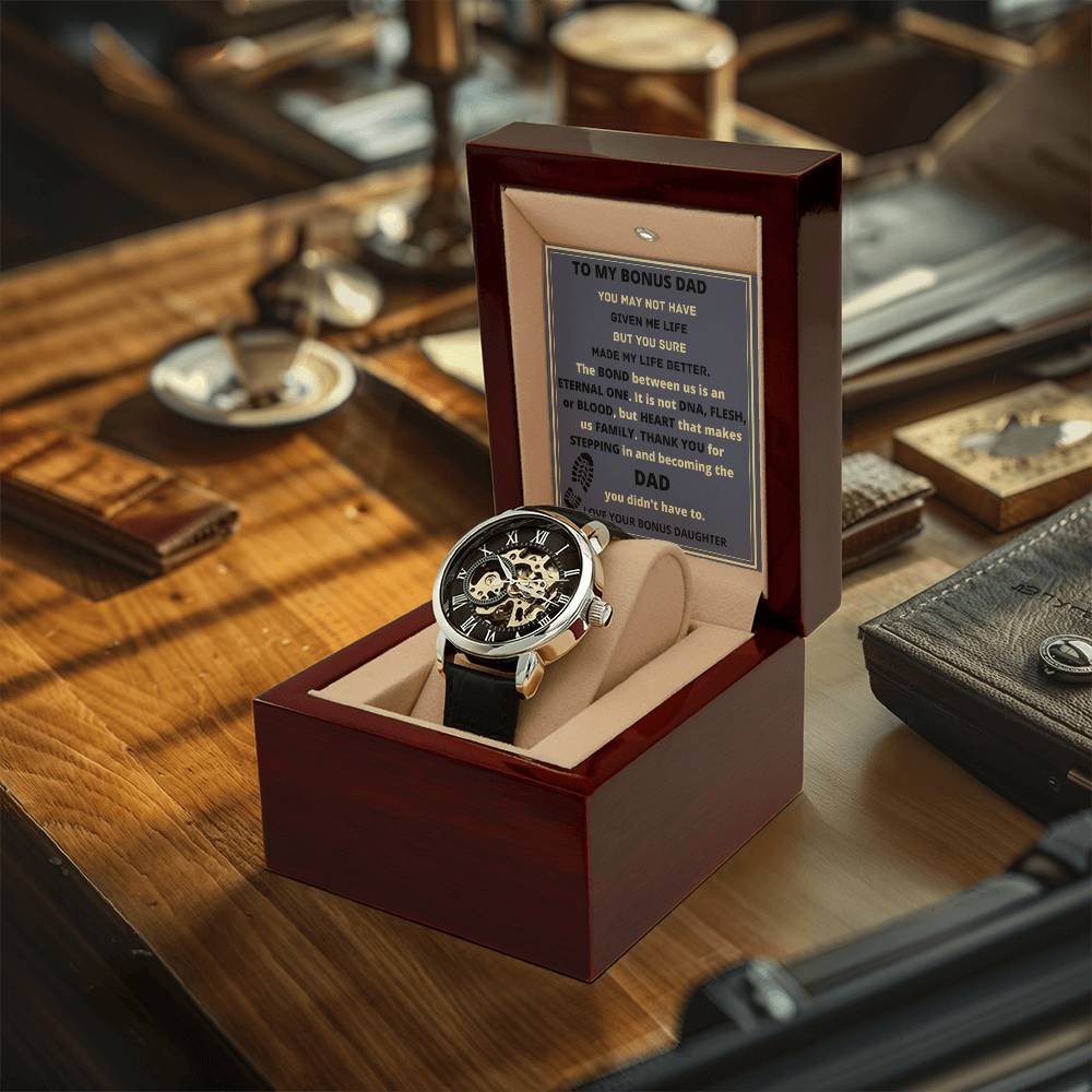 Men's Openwork Watch Gift To Bonus Dad From Daughter